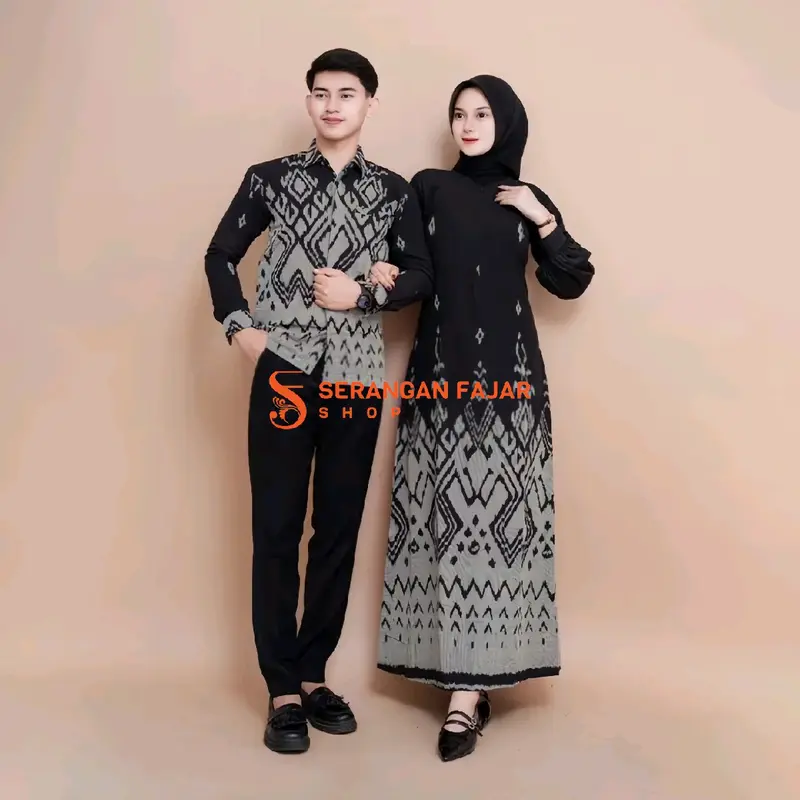 SET COUPLE TENUN DRESS RUBY BLACK / Baju Couple Pasangan Kondangan/ Dress / Kemeja / Couple Keluarga / Baju Couple Prewedding 7