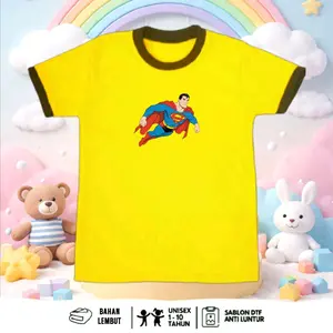 Baju anak t-shirt gambar karakter Superman | kaos anak unisex