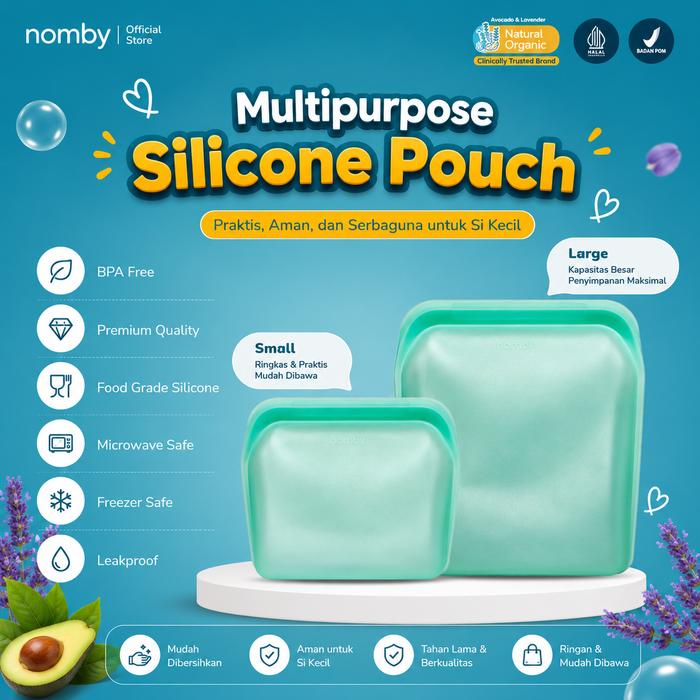 Gambar Nomby Silicone Pouch Food Grade BPA Free Anti Bocor Microwave Freezer Safe - 1000 ml dari Nomby Kota Administrasi Jakarta Barat Tokopedia