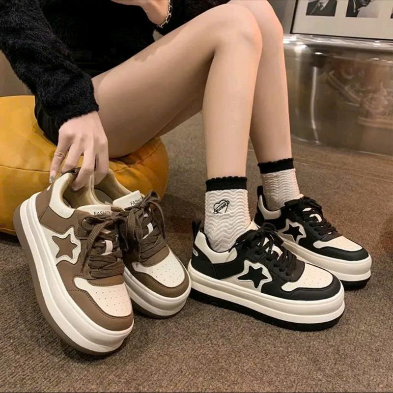 FULLBOX GIÀY SNEAKER THỂ THAO NỮ HÌNH NGÔI SAO ĐẾ CAO 5CM CHẤT DA CAO CẤP THỜI TRANG MÃ SAOSNEK Shoes