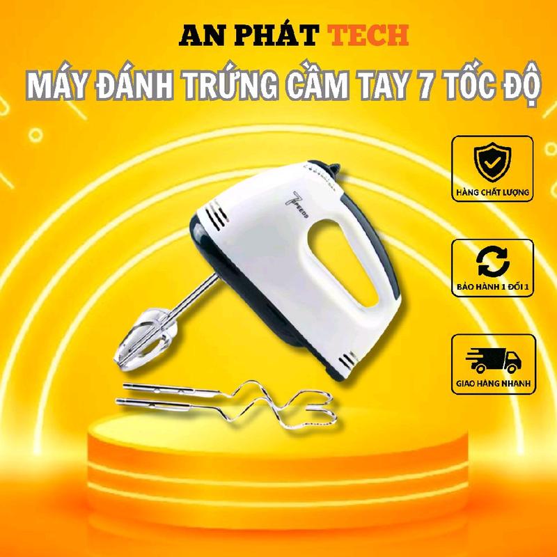 Máy Đánh Trứng Cầm Tay 7 Tốc Độ 180W Đa Năng Đánh Kem Bột Inox Dễ Dàng Vệ Sinh