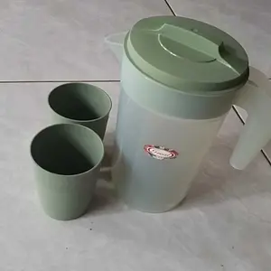 TEKO 1 LITER FREE 2PCS GELAS MINUM TEKO/ESKAN 1LITER+GELAS 2PCS Dengan Pilihan Warna Menarik Dan Tahan Lama