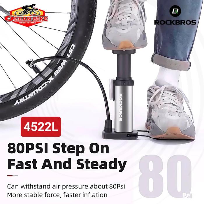 Gambar ROCKBROS 4522L Pompa Sepeda Mini Portable Pump Presta-Schrader dari Ocean Bike Official Kota Administrasi Jakarta Barat Tokopedia