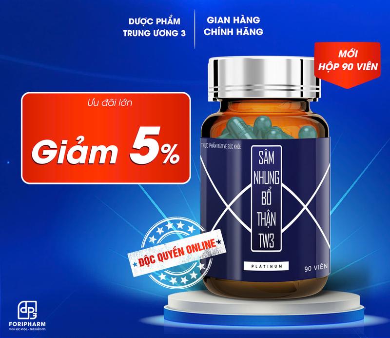 ( Hộp 90 viên) Sâm Nhung Bổ Thận TW3 Platinum Hỗ Trợ Sức Khỏe Foripharm
