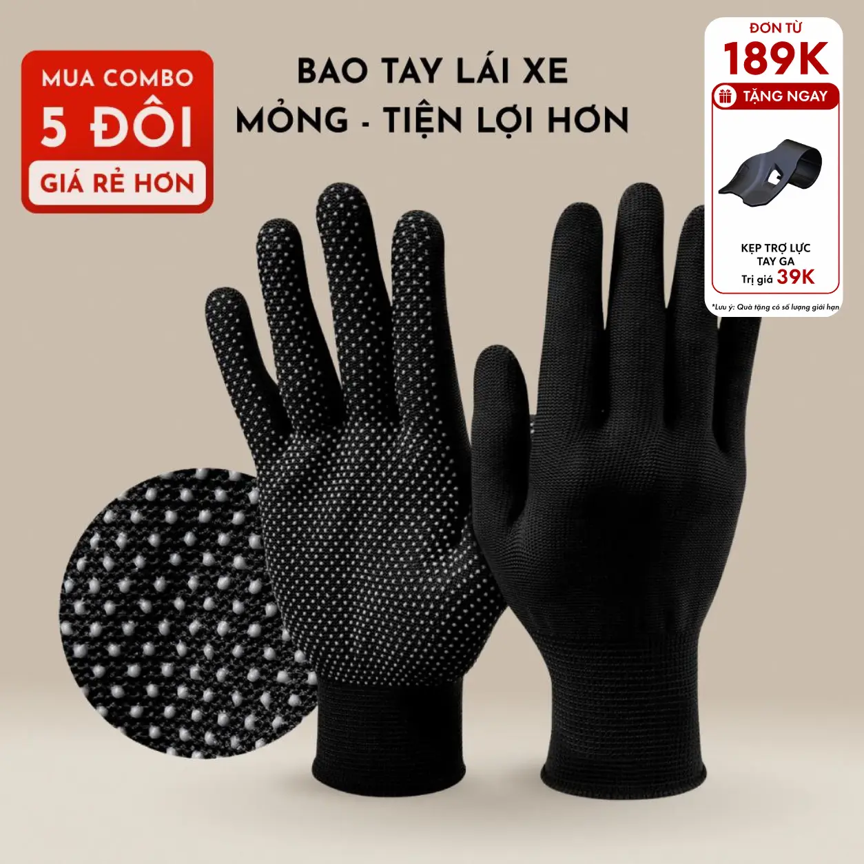 Bao Tay Đa Năng Chống Nắng UV Mỏng Nhẹ Co Giãn Linh Hoạt Có Hạt Chống Trơn Trượt Đi Xe Máy VSOCKS - GLM06/GLM07