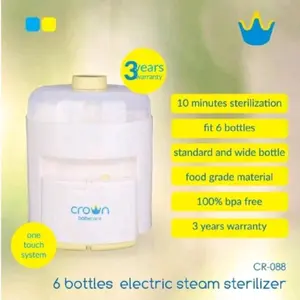 CROWN BOTTLE ELECTRIC STEAM STERILIZER Steril 3 dan 6 botol Susu Bayi