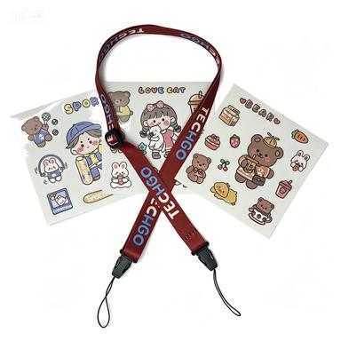Techgo Dây Đeo Quạt Mini Rảnh Tay Chắc Chắn Thời Trang Tặng Kèm 3 Tấm Sticker Đa Năng Cho Mọi Người