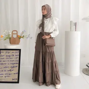 Rok Panjang Muslimah Elegan Syar’i Flowy Adem Tidak Menerawang Full Karet All Size Wanita Kekinian Simple Modest Fashion Maxi Dewasa Casual Bawahan