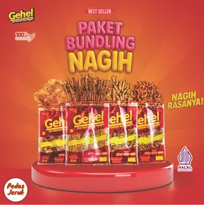 GEHEL PAKET BUNDLING NAGIH - Cemilan Mie Lidi, Kripca, Basreng, Makaroni Rasa Pedas Jeruk )  Makanan Instant Food Snack Noodles Goreng