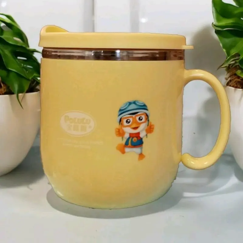 Gelas karakter 3D MUG STAINLIES PORORO Plastik Stainless Steel 3