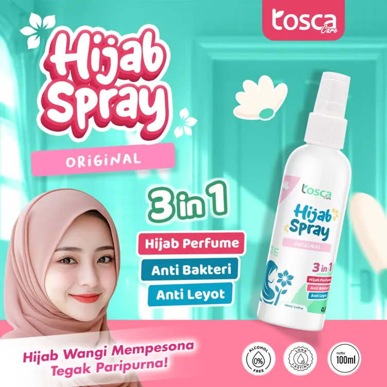 Hijab Spray Tosca Anti Leyot Parfum Pewangi Jilbab Kerudung Anti Lepek 100ml 5