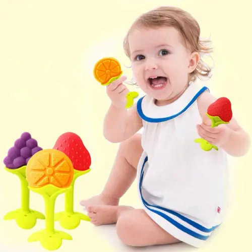 Teether bahan silikon gigitan bentuk buah Baby fruit teether GS-01 0