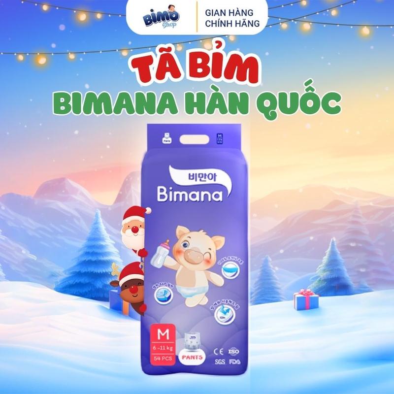   1BM   KHÔNG QUÀ  Combo 1 Bịch Tã  Bỉm BIMANA HÀN QUỐC Thấm Hút Nhanh Mỏng Nhẹ Êm Ái Cho Bé 