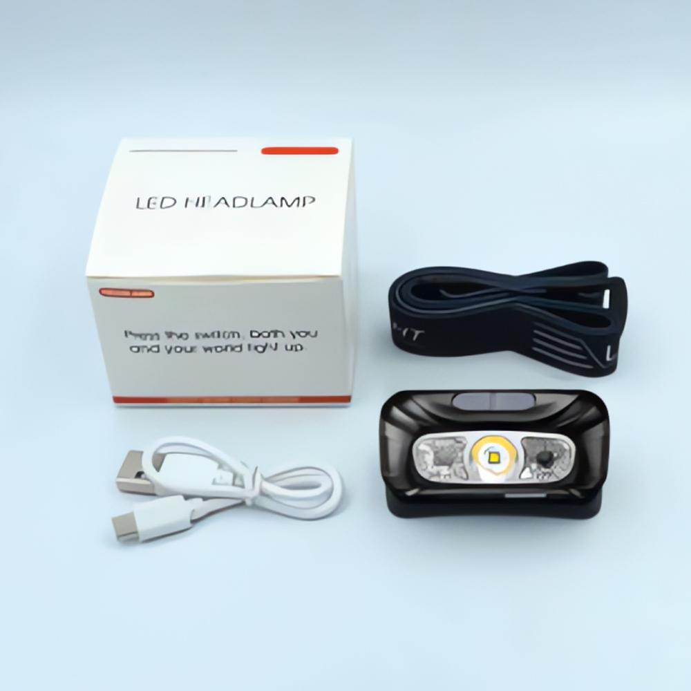 Senter ikat kepala isi ulang ultra terang dengan sensor cahaya intensitas tinggi, kecil dan portabel.