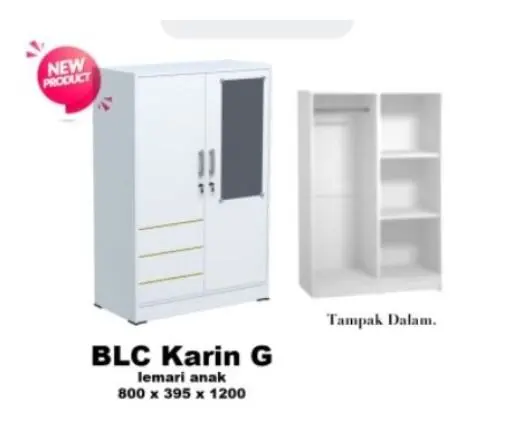 LEMARI PAKAIAN KAYU GANTUNG KACA KUNCI LAK [PARBUB] 2