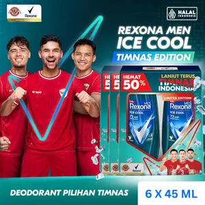 [BELI 3 GRATIS 3] Rexona Men Deodorant Anti-Perspirant Roll On Ice Cool 45ML Twinpack [FLASH SALE]