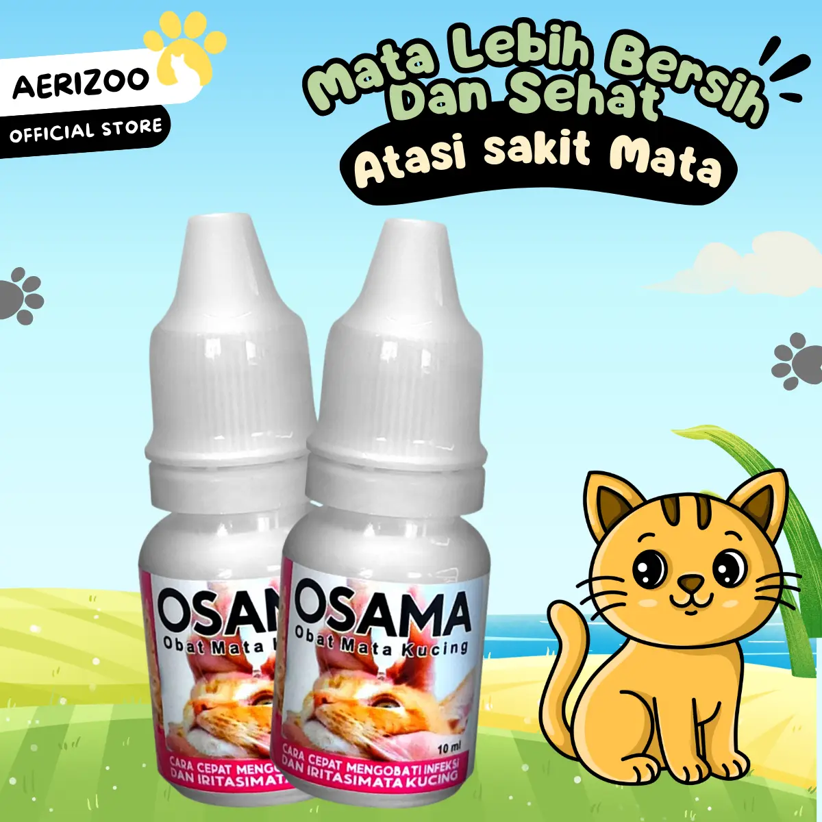 Osama Tetes Mata Kucing Kitten Adult untuk Mata Infeksi Belekan Berselaput Aerizoo