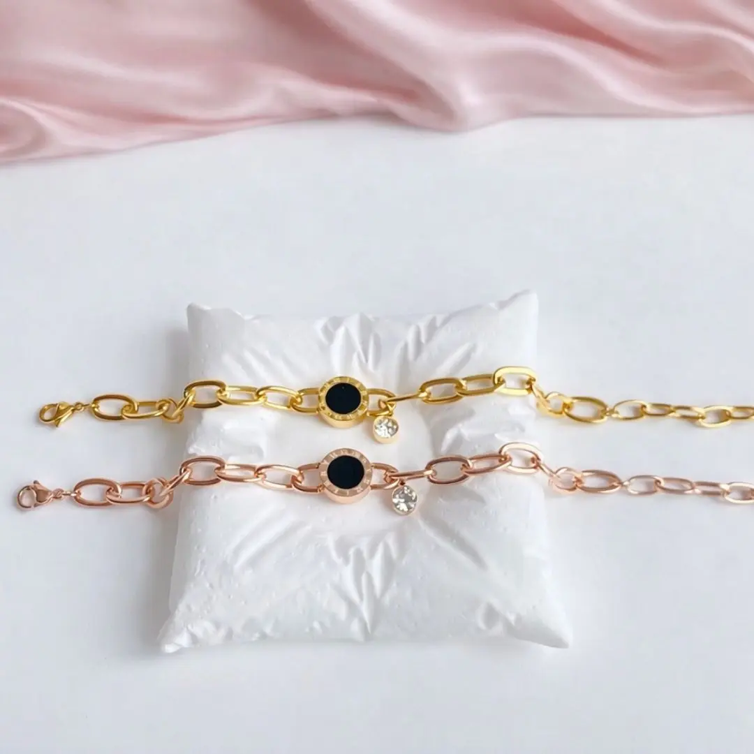 Emily Jewelry - Gelang Rantai Titanium Wanita Anti Karat Perhiasan Cewek Anti Luntur Model Ruby 446