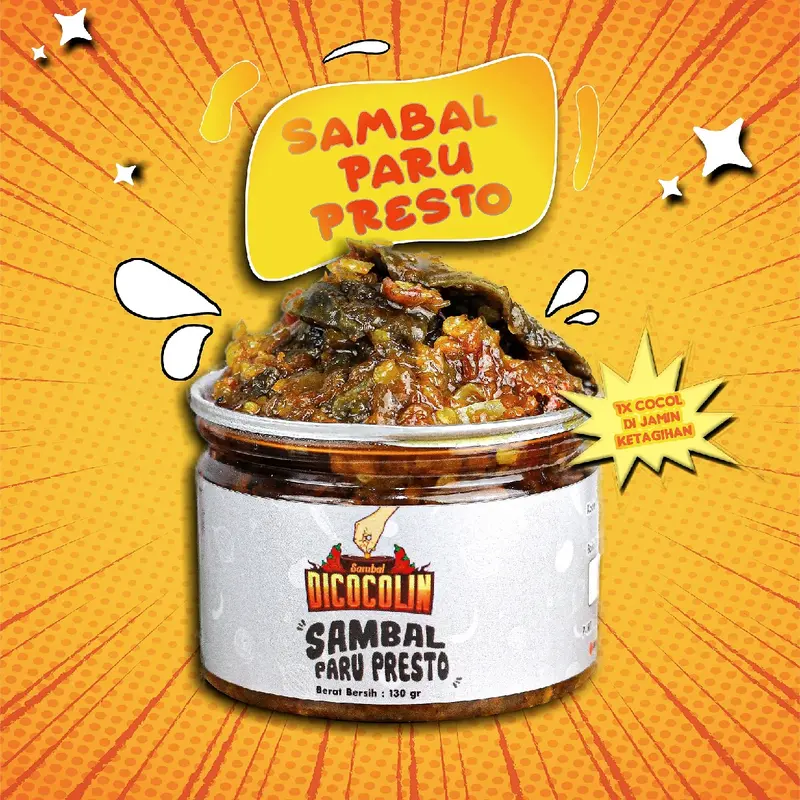 Paket Sambaldicocolin Hemat Combo (130Gram x 5pcs) - Sambal Ayam Suwir, Baby Cumi, Tuna Candu, Teri Medan, Paru Presto - Instan, Asin - Makanan, Manis Food 2