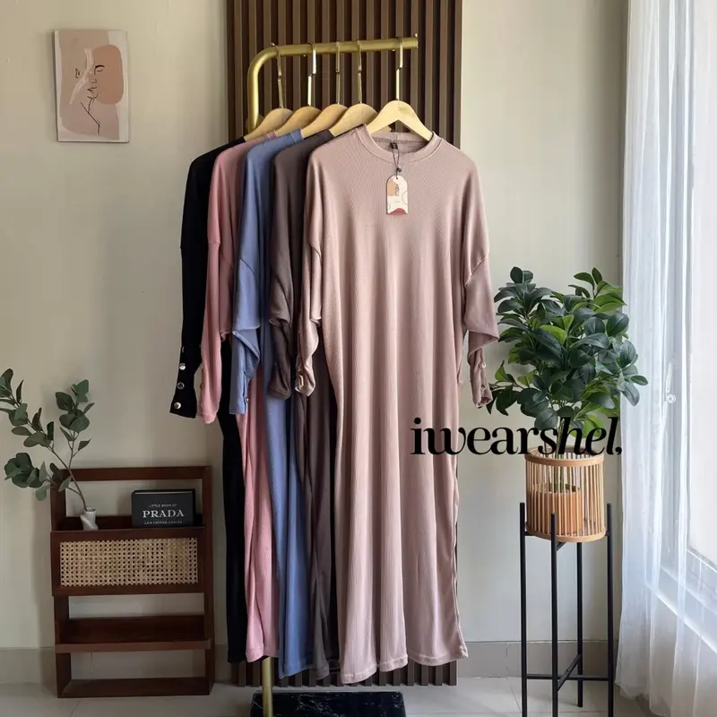 Shadira / Inara Batwing Button Dress Abaya Gamis - Muslim Wanita Panjang 3