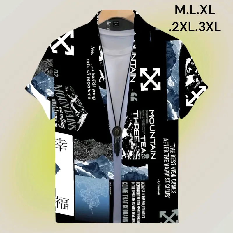 TERBARU KEMEJA MOTIF PRIA DEWASA / HEM PRIA CASUAL MOTIF / KEMEJA HAWAI KEMEJA SANTAI TERBARU Pendek rapi y Baju Kain Katun  Fit Cowok 2