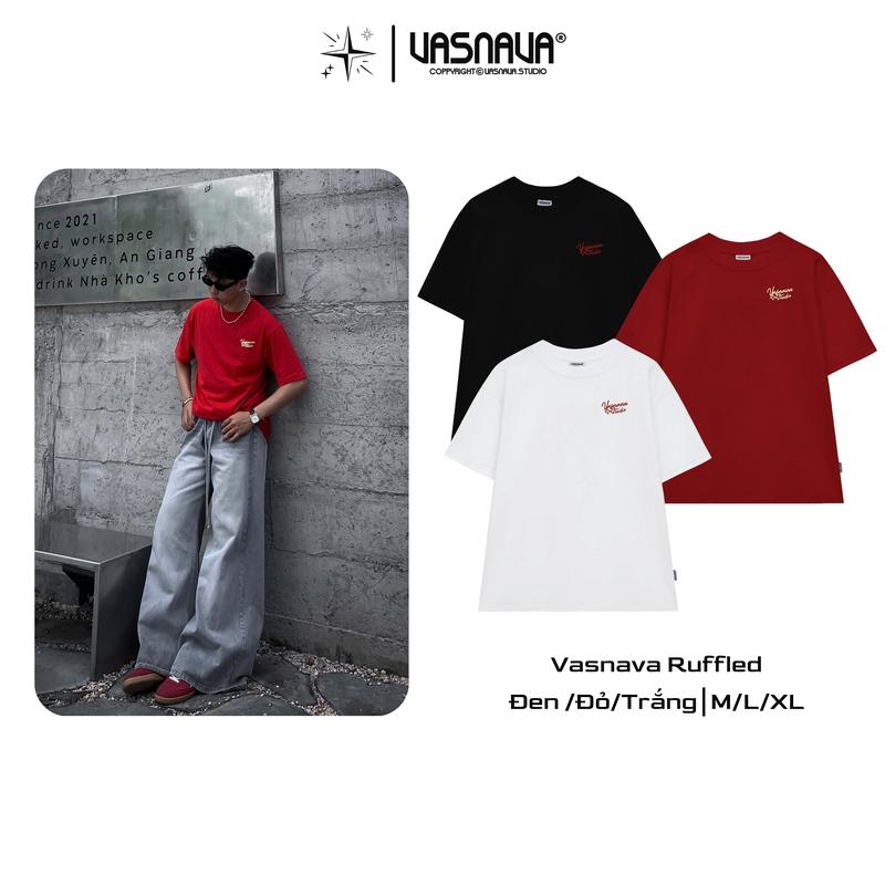  Áo Thun tết 280gsm thêu xù Vasnava Ruffled - Cotton Nam Nữ Unisex Tay Lỡ Oversize Cổ Tròn Top Women - Menswear 