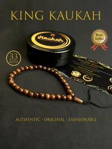 KING KAUKAH Gelang Kauka 33 Butir Kayu Kokka Original Premium Bersertifikat Motif Bulat