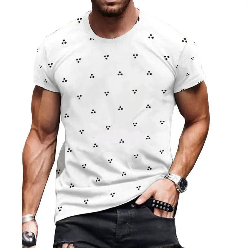 2025 Summer Trendy Round Neck Short Sleeve T-shirt: Minimally tailored with abstract art prints, comfortable and breathable, a fashionable choice for daily commuting and casual wear!