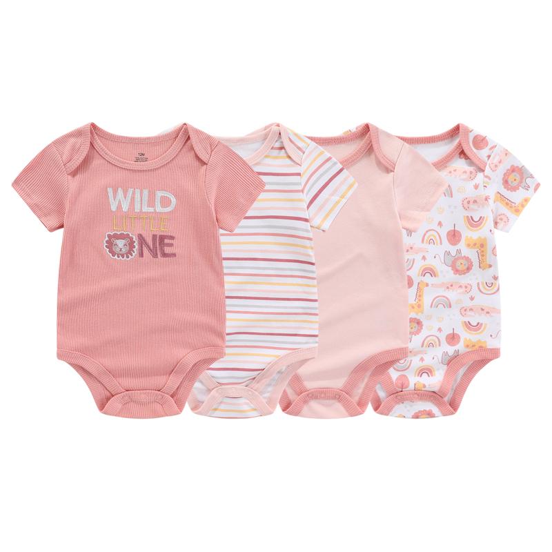 Quần Áo Trẻ Em Kiddiezoom, 4 Mảnh, Bốn Mùa, Unisex, Thiết Kế Hoạt Hình, ngắn Tay, Thích Hợp Cho Em Bé Trai Và Bé Gái, Áo Liền Quần, Dễ Thương, 100% Bông, Quần Áo Sơ Sinh 3