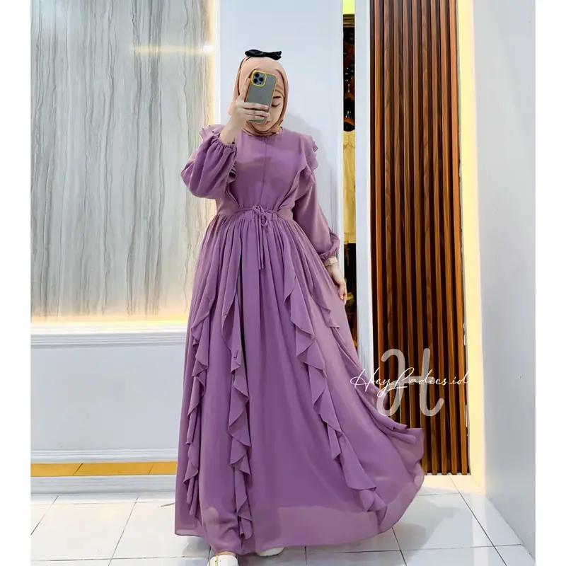 Siera Dress Gamis Ceruty Muslim Wanita Mewah Pesta Kondangan Lebaran Cantik baju 0
