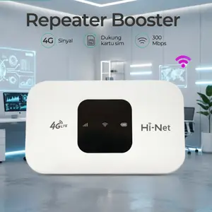Hi-Net Modem Wifi Mifi 4G LTE H5577LTE UE Cat4 150Mbps 2100mAh Baterai 1800/2300 MHz Hitam Unlock All Operator dengan Kecepatan 150Mbps dan Dukungan 10 Pengguna