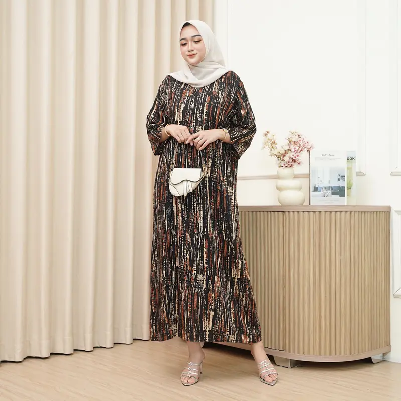 RUN.CO Daster Gamis Kekinian Terbaru Rayon Premium Busui Lengan 3/4 Motif Best Seller 6