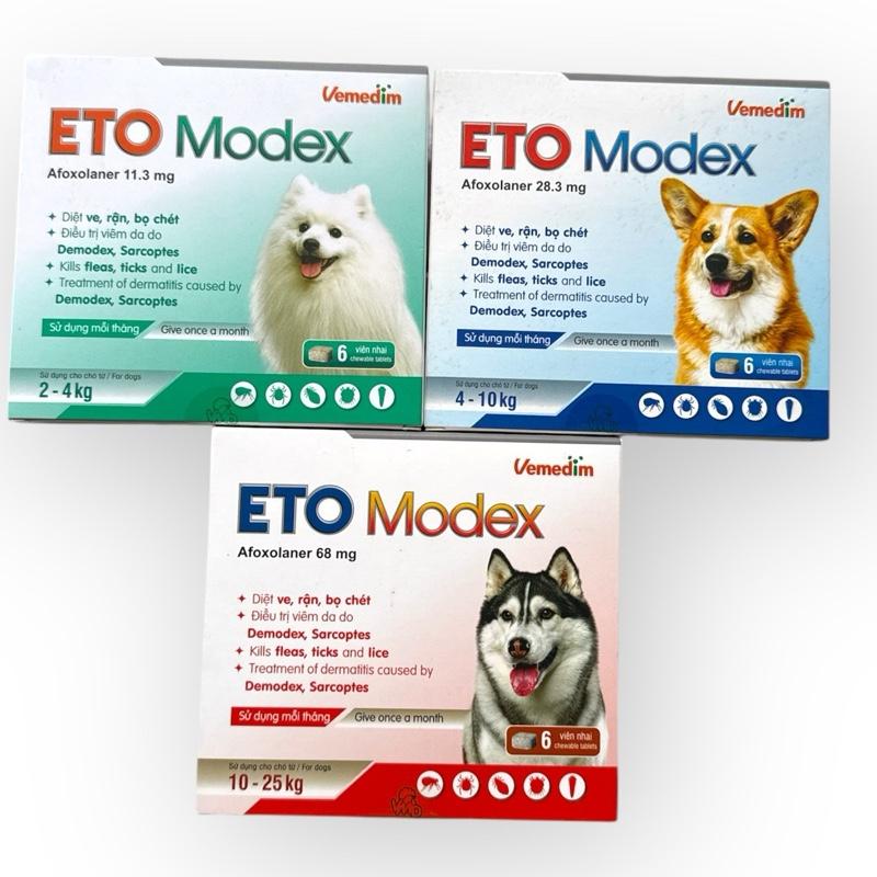 (Lẻ 1 viên - Không hộp) ETO MODEX viên nhai trị ve ghẻ bọ chét cho chó (No box)