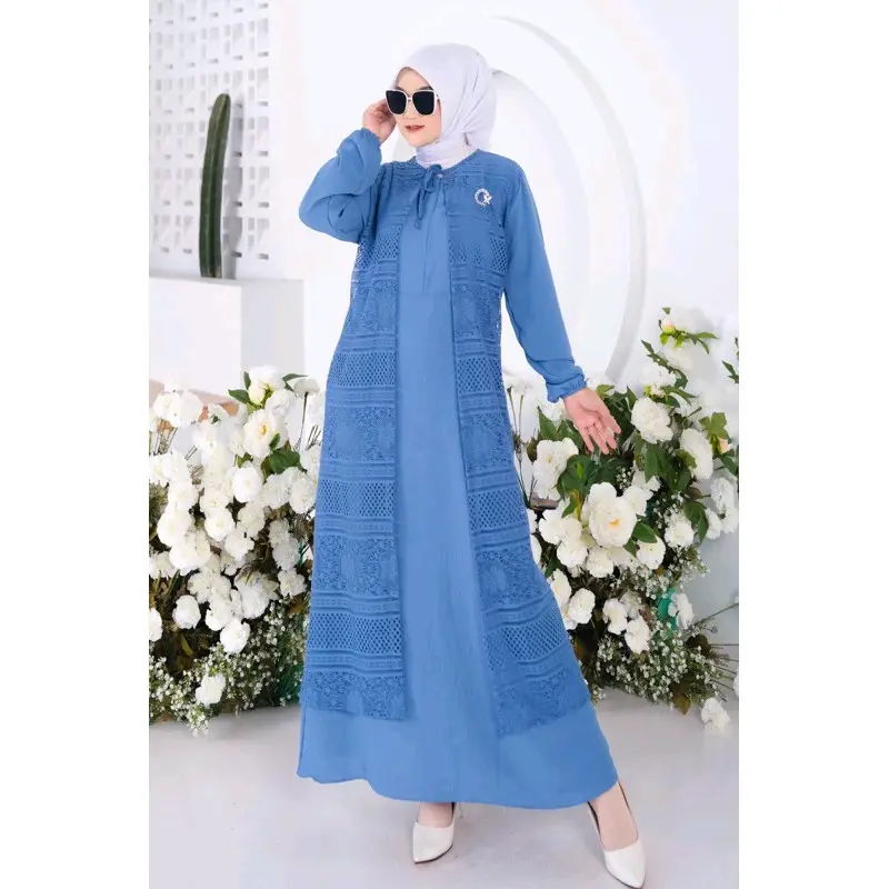 INNARA GAMIS WANITA DEWASA CRINKLE MIX BRUKAT MODEL TERBARU,GAMIS KONDANGAN BRUKAT,GAMIS CRINKLE MURAH 5
