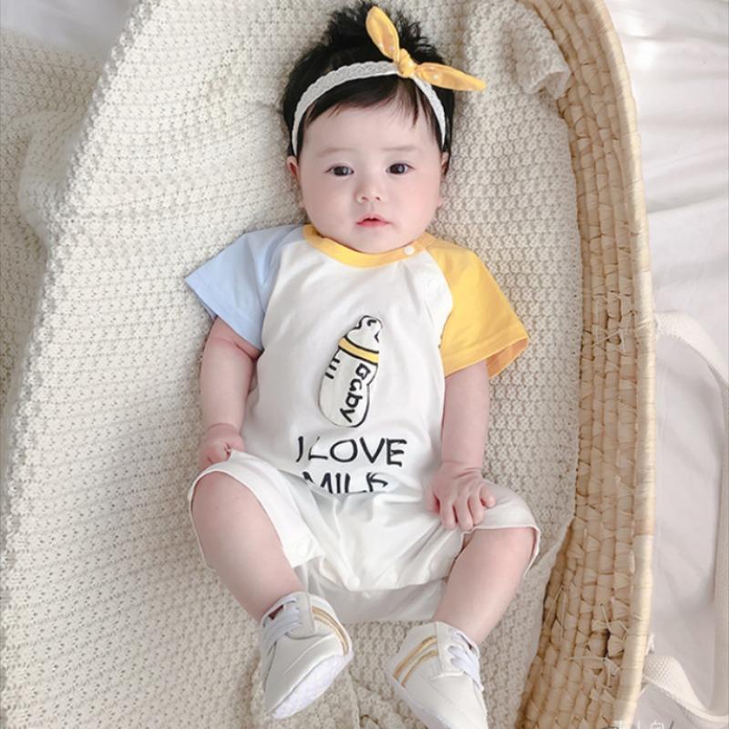 Quần Áo Trẻ Sơ Sinh, Romper Mùa Hè Cho Trẻ Sơ Sinh, Áo Liền Quần Cotton Đúc Chai, Áo Liền Quần Ngắn Tay Cho Bé 0-2 Tuổi, Áo Liền Quần Mỏng Và Thoáng Khí 2