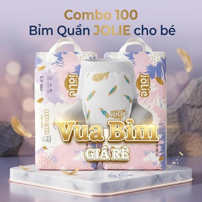 JOLIE Combo 2 Bịch 100 Miếng Bỉm Quần – Mỏng Thoáng Khí – Đủ Size M/L/XL/2XL/3XL