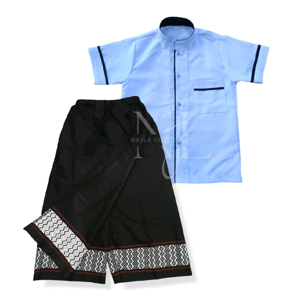 Kemeja Koko Anak Laki2 Warna Putih Muslim Sarkoci (Celana Sarung+Koko) Setelan Baju laki 6–12