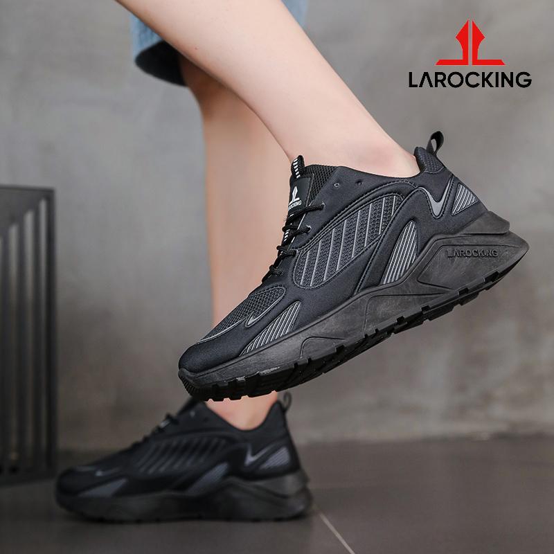 Promo Larocking - Vetro Hitam Polos | Sepatu Sneakers Running Gym Shoes 2
