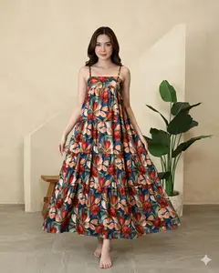 Derika Dress Motif Rayon Premium Tanpa Lengan (daster, dress, piyama)