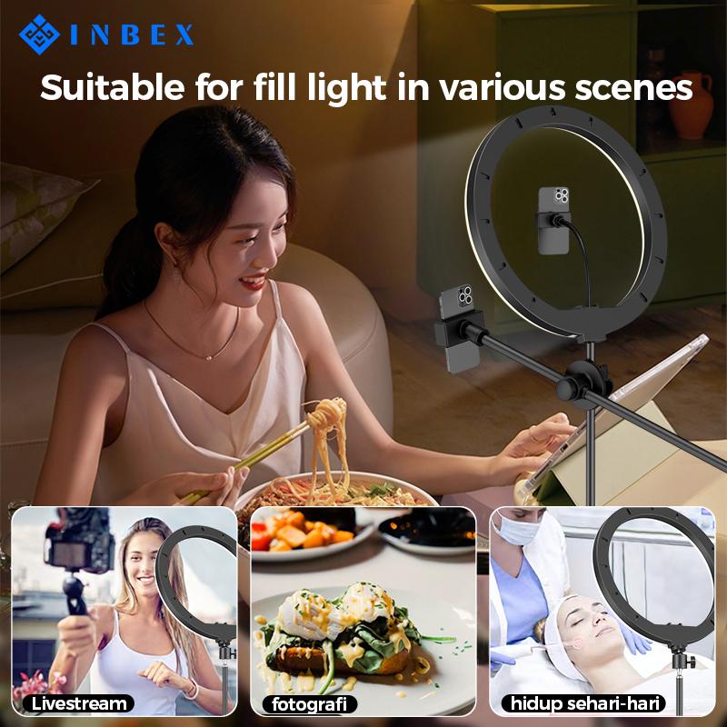 Product Introduction of 【COD】【warranty 60 HARI】 26CM 3D LED selfie ring light with 210cm tripod and mobile phone stand for live streaming Holder Lamp 40