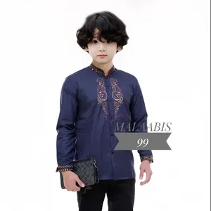 baju koko anak laki-laki terbaru panter anak batik katun tanggung  panjang Muslim Nyaman