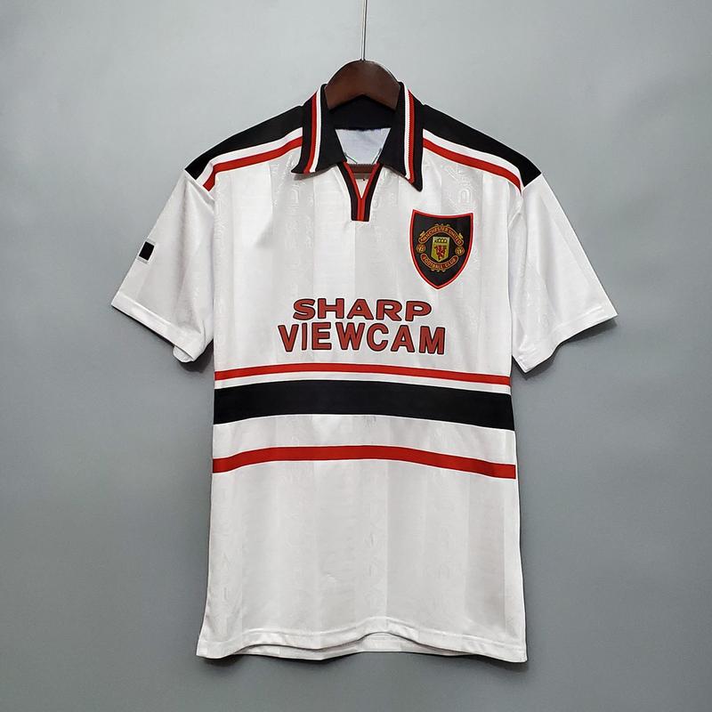 Hàng Quảng Châu Áo Mu retro 1998 trắng - Vải thiên về thoáng mát - Mặt sau có lỗ thoáng khí - Vân dập 3D toàn bộ áo - Bo cổ cực kì dày