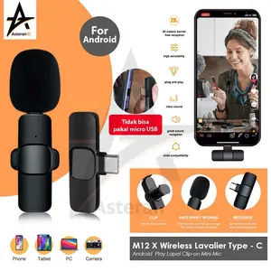Microphone Wireless M12X TYPE-C Lapel MIC Clip On Vlog Smartphone Mic Wireless