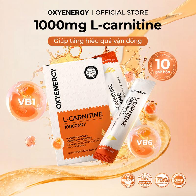 [For Creator] Oxyenergy Thức uống L-Carnitine, 10000mg/hộp, Hỗ trợ phục hồi năng lượng | Tập luyện hiệu quả | Duy trì sức sống cơ thể, Vị cam, 10ml/ống