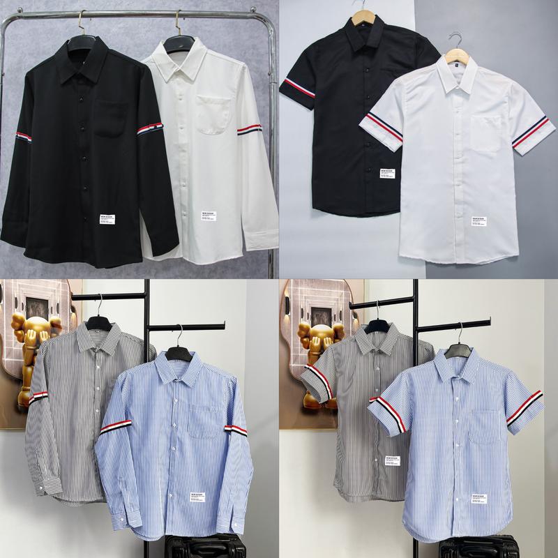 Áo sơ mi nam boy phố dài tay viền THOM chất cotton dày dặn thoáng mát mẫu mới cao cấp-AHMENS Menswear Có Cổ Shirt Cổ Tròn