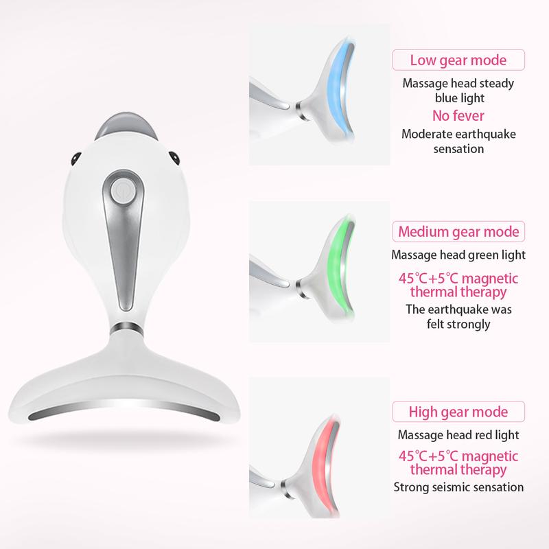 Neck Face Firming Smoothes Wrinkles Tool, Double Chin Reducer Vibration Massager With 3 Color Modes For Wrinkles Appearance And Skin Tightening 5