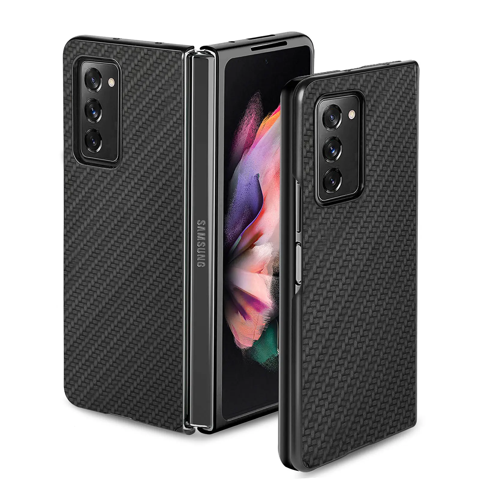 Anti-Slip Carbon Fiber Case for Samsung Galaxy Z Fold3 Fold4 Fold 4 3 Fold5 Fold2 Fold 5 2 5G Protection Matte Phone Bag Cover