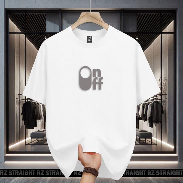 Baju Kaos Pendek Rz Straight On Off Motif Silver Casual Unisex Sablon Cowok - Fit, Panjang 6