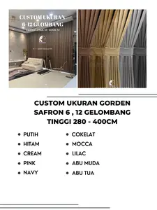 Gorden 6 12 Gelombang Safron Full Custom Khusus Konsumen Tanpa Sambungan Maks 280 600 Bahan Blackout Tebal Tidak Menerawang Menahan Matahari 85%