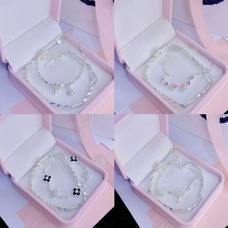 ( TỔNG HỢP ) Set vòng tay đôi nam nữ bạc S925. Sản Phẩm CELIA Chụp .Nam < 58kg